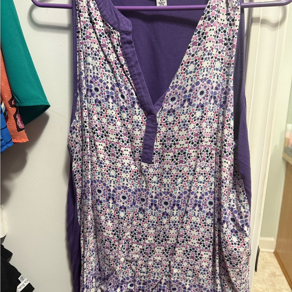 Purple and White Patterned Women's Top